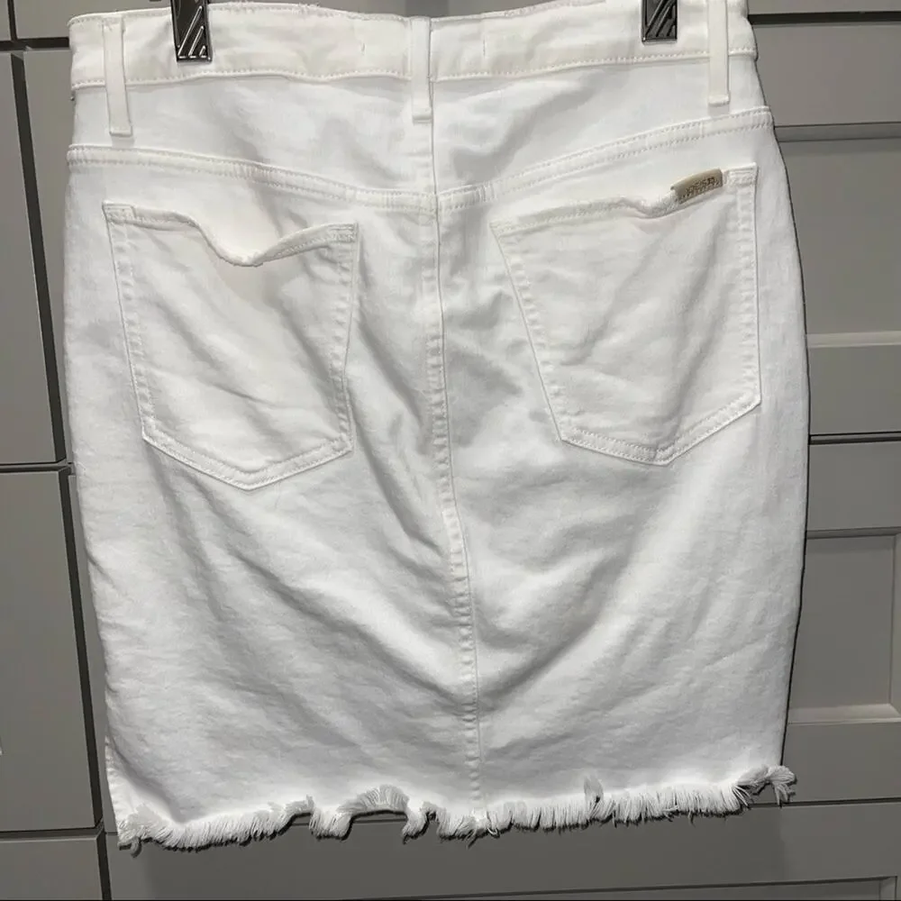 Joe’s Jeans Joy White Frayed Step Hem Denim Mini Skirt 26